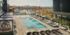 The hotel's outdoor heated pool.