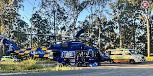 A man was airlifted from the Sunshine Coast Hinterland on Sunday after suffering serious injuries in a motorbike crash.