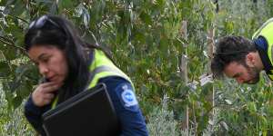 EPA inspectors combing mulch at the reserve on Tuesday.