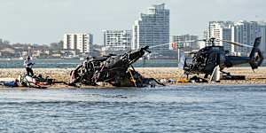 The Sea World helicopters in the aftermath of the crash.