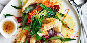 Crunch factor:Adam Liaw's crispy fish and pineapple Thai salad.