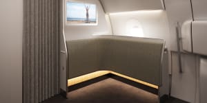 The planned ‘Wellness Zone’ on board Qantas’ Airbus A350-1000.