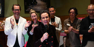 Clover Moore celebrates another term as Sydney lord mayor at her election party at the ArtHouse Hotel on Saturday night.