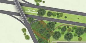 The “future interchange” at Mount Cottrell Road that has not been built. 