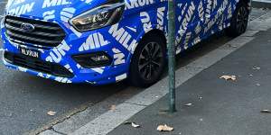 A van belonging to the food delivery company Milkrun,run by branding expert and Koala co-founder Dany Milham,is seen in central Sydney.