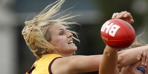 Hawthorn’s Kate Dudley in the VFLW match against the Southern Saints.