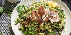Grilled chicken with buckwheat tabbouleh.