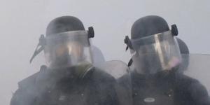 Police stand near tear gas during a demonstration in Atlanta over the death of George Floyd,who died on May 25 in Minneapolis.