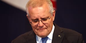 Former prime minister Scott Morrison conceding defeat to Anthony Albanese on Saturday night.