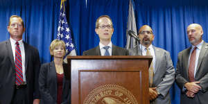Benjamin Glassman,US Attorney of the Southern District of Ohio,at a news conference in Cincinnati.