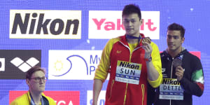 Mack Horton refuses to share the podium at last year's world titles in South Korea with Sun Yang,who has since been banned for eight years.