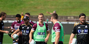 Daly Cherry-Evans at Manly training on Thursday.