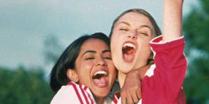 Parminder Nagra,left,in the role of Jess,and Keira Knightley,portraying Jules,in a scene from Bend It Like Beckham.