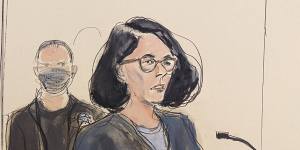 Ghislaine Maxwell sketched giving a statement in a New York court in June. 