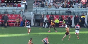 Mabior Chol and Steven May clash at the MCG. Round two.