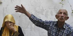 Nakba survivors Thurraya al-Muhsen,77,and husband Ahmad al-Fararjeh,80,from Zakaria village,at their home in Dheisheh refugee camp in Bethlehem.