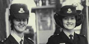 Colleen Woolley (left) and colleague Carol Akers in 1971 as police officers. Woolley has been a justice of the peace for decades.