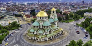 The iconic Alexander Nevsky Cathedral,whose domes have become symbolic of Sofia.