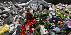 Garbage covered with white pesticide in the Palestinian refugee camp of Sabra in Beirut last week.