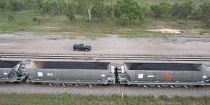 Trains carrying coal from Adani’s Carmichael mine.