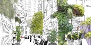 An artists impression of the greening plan for Meyers Place. 
