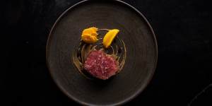 Blackmore wagyu with pureed and pickled pumpkin,which cuts through the richness of the meat.