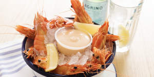 A bucket of prawns helps maintain the summery,holiday feel.