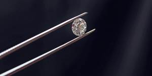 A manufactured diamond from Sydney’s Moi Moi Fine Jewellery. Specialist equipment is needed to distinguish such stones from the mined variety.
