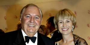 Alan Bond and wife Diana Bliss at the America's Cup 20th Anniversary Ball at the Hyatt Hotel,2003. 