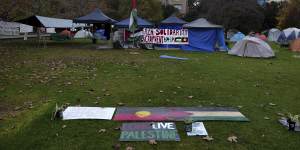 The Pro-Palestinian encampment at Melbourne University.