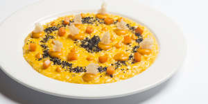 The pumpkin risotto with parmesan crisps and dried olives at Unico.