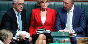 Then-PM Malcolm Turnbull,Foreign Affairs Minister Julie Bishop and Immigration Minister Peter Dutton in October 2017.