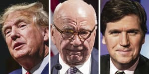 Donald Trump,Rupert Murdoch and Tucker Carlson.