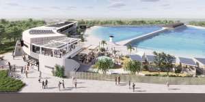 An artist rendering of the surf park.