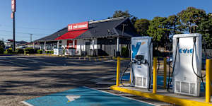 The only EV charging station in Guildford,in a Red Rooster carpark.