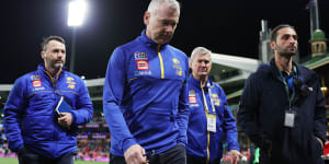 The Adam Simpson-coached Eagles crashed to the club’s heaviest defeat.