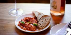 Pappala,a mash-up between Tuscany's tomato-and-bread pappa al pomodoro and the Veneto's baccala mantecato.
