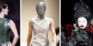 Alexander McQueen,from left,Highland Rape collection,AW 1995–96;The Hunger collection,SS 1996;The Horn of Plenty collection,AW 2009–10. © Alexander McQueen