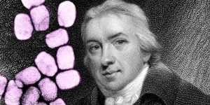 Edward Jenner who discovered vaccination against smallpox (seen here in colour).