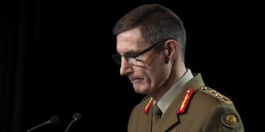 ADF Chief Angus Campbell releasing the Brereton Inquiry report,which found Australian soldiers were involved in close to 60 alleged war crimes,including murders. 