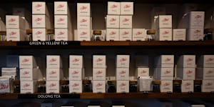 The loose-leaf tea range includes white,green,yellow,black,oolong,herbal and puer teas. 