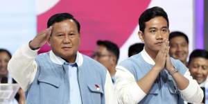 Presidential candidate Prabowo Subianto (left) and his running mate Gibran Rakabuming Raka,the eldest son ofoutgoing Indonesian President Joko Widodo,on the campaign trail.