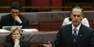 Greens leader Bob Brown arguing against the emissions scheme on December 2,2009.