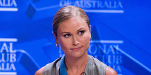 Former Australian of the Year Grace Tame speaks at the National Press Club on February 9. 