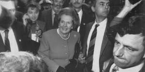 Mrs Thatcher"booed and jostled"by protesters
