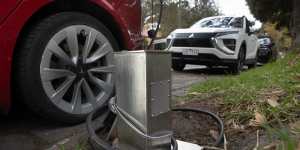 A roadside charging station in action.
