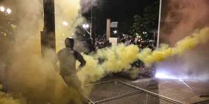 Militarised federal agents fire tear gas in Portland,Oregon.