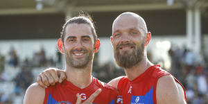 Early smiles:Brodie Grundy and Max Gawn.