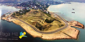 The brochure for the Paga Hill development showing the headland that has been cleared for development.