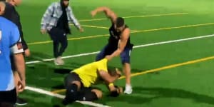 A video shows referee Khodr Yaghi being punched by a spectator in south-west Sydney.